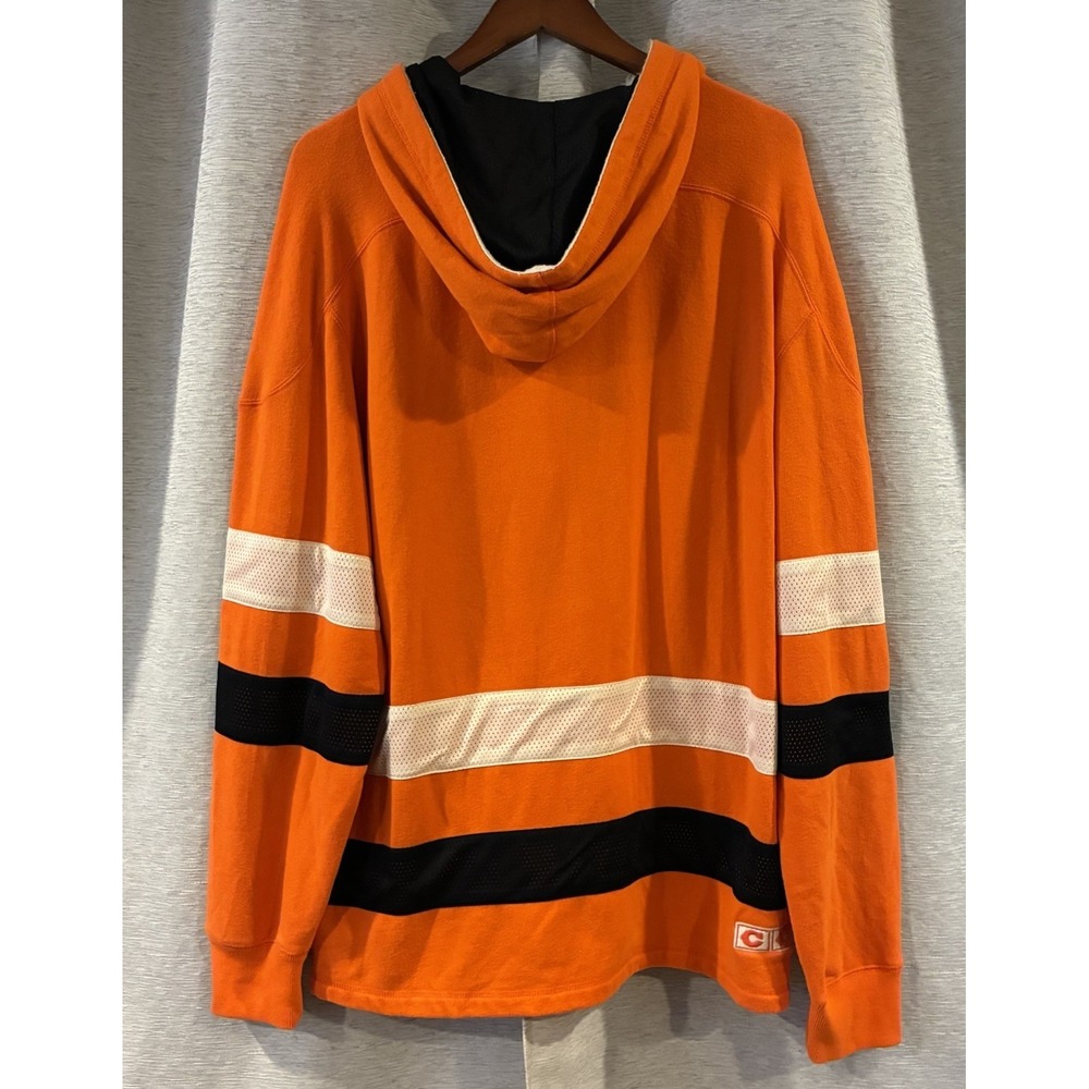CCM Philadelphia Flyers NHL Lace Up Hoodie Mens XL Orange Black Sweatshirt - Picture 4 of 7